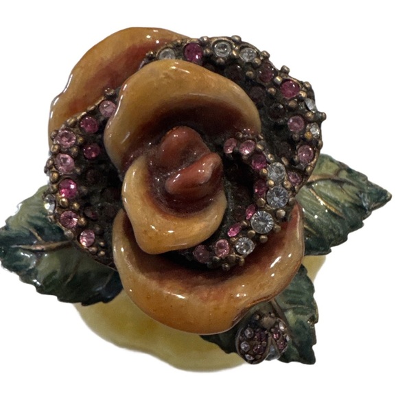 JAY STRONGWATER PERFUME BOTTLE ROSE & LADYBUG STOPPER SWAROVSKI CRYSTALS VANITY - Picture 3 of 9